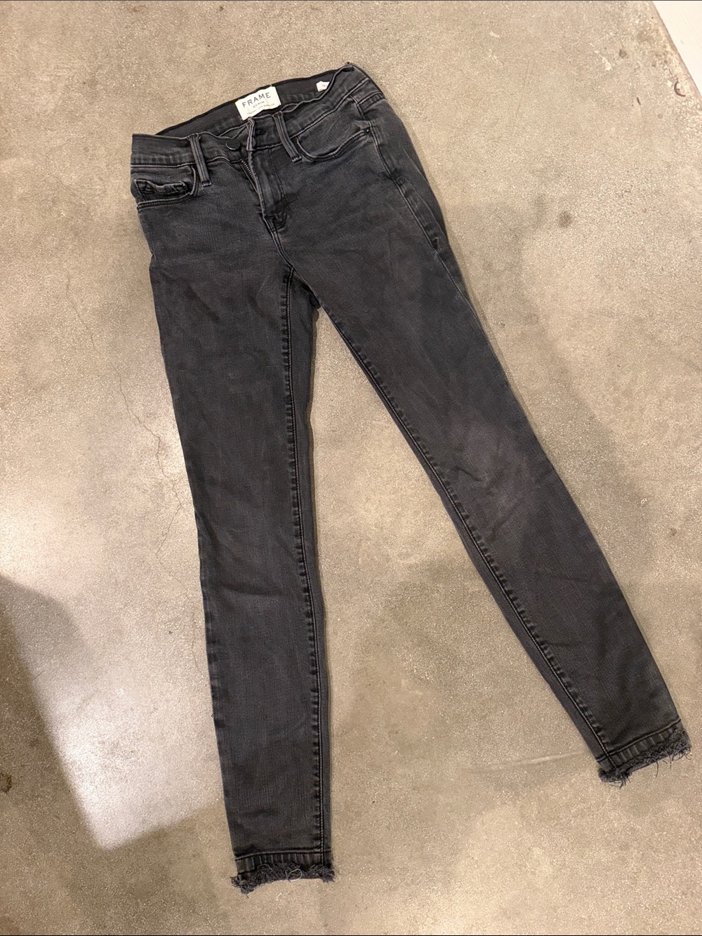 Frame Denim Black Skinny High-Rise Jeans